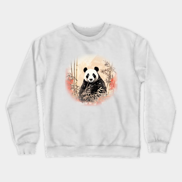 Panda bear with bamboo Crewneck Sweatshirt by Violet77 Studio